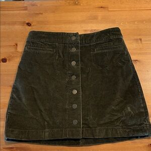 Aritzia Olive Corduroy Button-Front Mini Skirt
